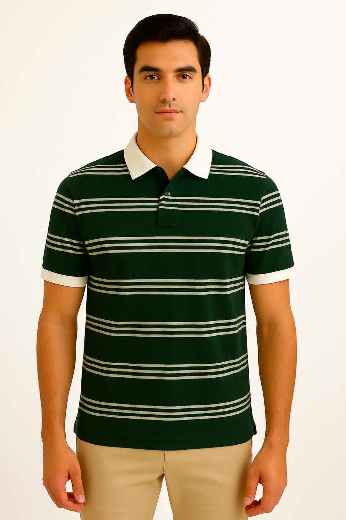 Stripped Polo T-Shirt - Image 1
