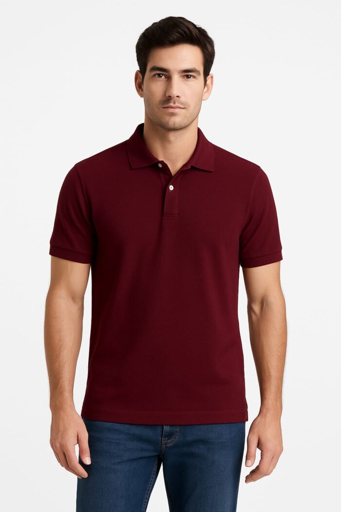 Plain Red Polo T-Shirt - Image 4