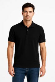 Plain Black Polo T-Shirt - Image 3