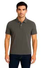 Plain Grey Polo T-Shirt - Image 3